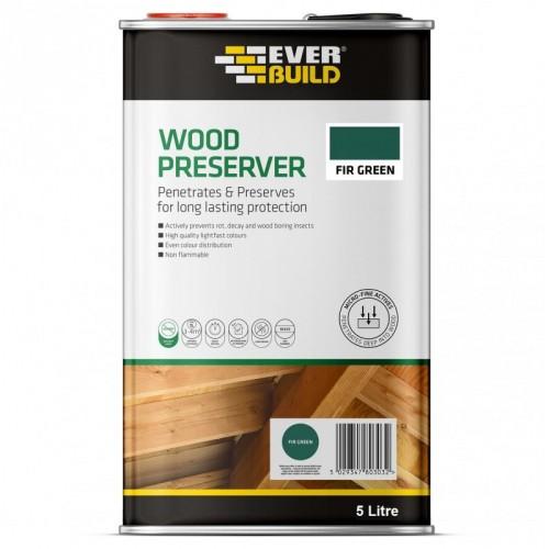 WOOD PRESERVER FIR GREEN 5 LITRE EVERBUILD