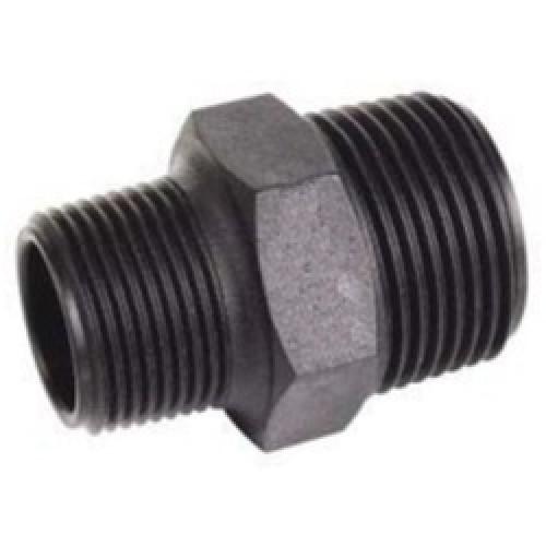 STEEL HEX REDUCING NIPPLE BLACK 1/2" X 1/4" BSP