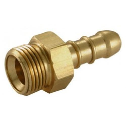 BRASS HEX HOSE TAIL 3/8 ID X 3/8 BSPT MALE