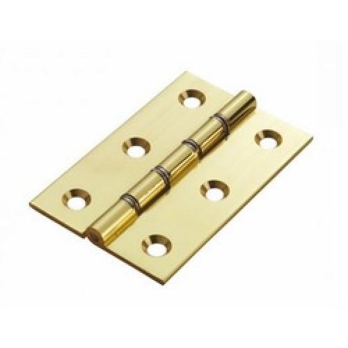 BUTT HINGE BRASS WITH POLISHED BRONZE WASHER 76 X 50 X 2.5MM