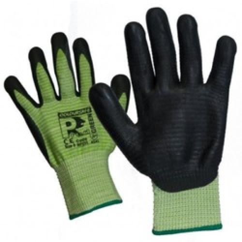 CUT RESISTANT LEVEL 5 GLOVE GREEN RIBBED NITRILE SIZE 10