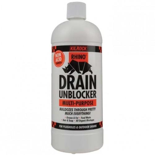 DRAIN CLEANER UNBLOCKER NON ACIDIC 1 LITRE KILROCK RHINO