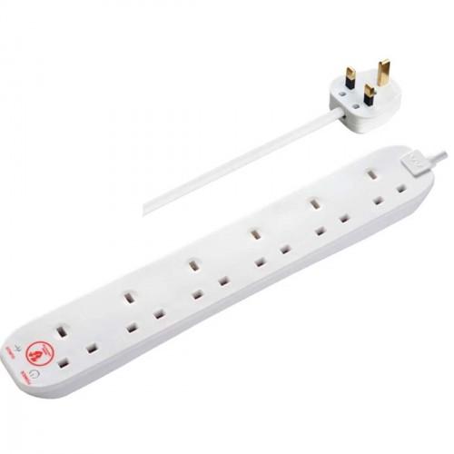 EXTENSION LEAD SURGE PROTECTED 6 WAY 2M 13A 240V