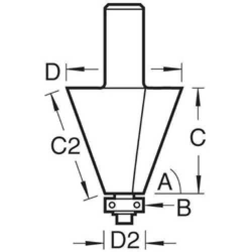 ROUTER BIT BEVEL 26X35MM 1/2 SHANK BEARING TCT 46/103 TREND