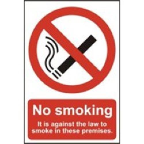 SIGN NO SMOKING IT IS AGAINST THE LAW 200 X 300MM