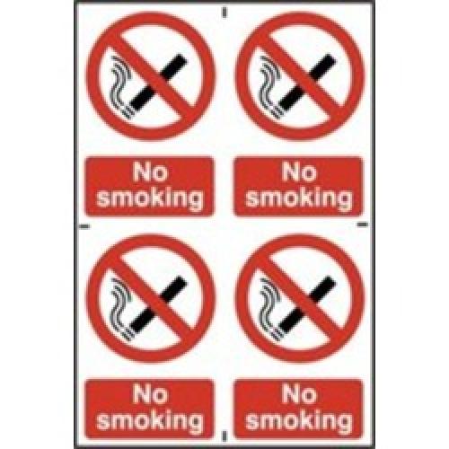SIGN NO SMOKING CARD OF 4 EACH 100 X 150MM