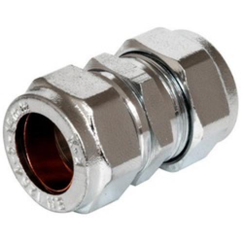 STRAIGHT COUPLING 22MM CHROME COMPRESSION