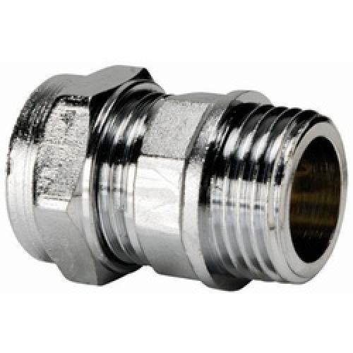 STRAIGHT MALE IRON COUPLING 15MM X 1/2" CHROME COMPRESSION