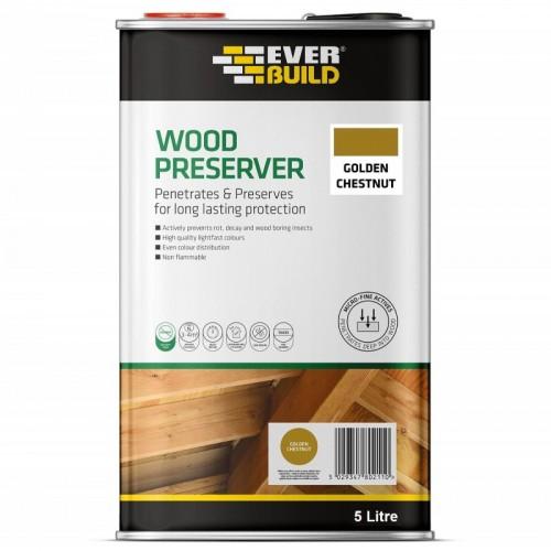 WOOD PRESERVER GOLDEN CHESTNUT 5 LITRE EVERBUILD