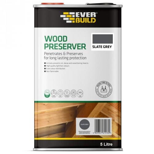 WOOD PRESERVER SLATE GREY 5 LITRE EVERBUILD