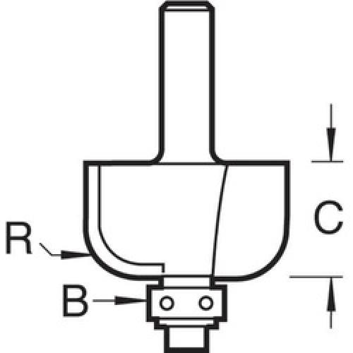 ROUTER BIT RADIUS 6.3X14.3MM 1/4 SHANK TCT C060 TREND