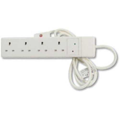 SOCKET EXTENSION WHITE 4 WAY 13A 2M CABLE