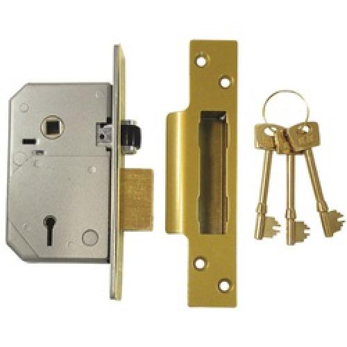 MORTICE LOCK UPRIGHT BRASS 3K74E/67 VISI PACK UNION