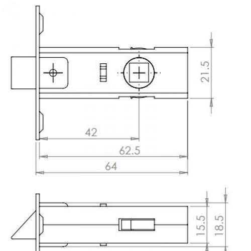 TUBULAR MORTICE LATCH BLACK 64MM TL1 PCB