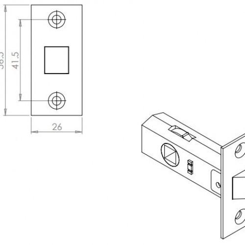 TUBULAR MORTICE LATCH BLACK 64MM TL1 PCB