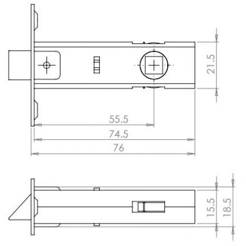 TUBULAR MORTICE LATCH BLACK 76MM TL3 PCB