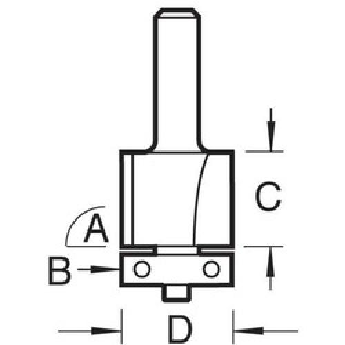 ROUTER BIT TRIMMER 6.3X25.4MM 1/4 SHANK TCT 46/07 TREND