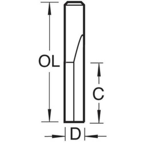 ROUTER BIT 2 FLUTE 6.3X25MM 1/4 SHANK STC S3/22 TREND