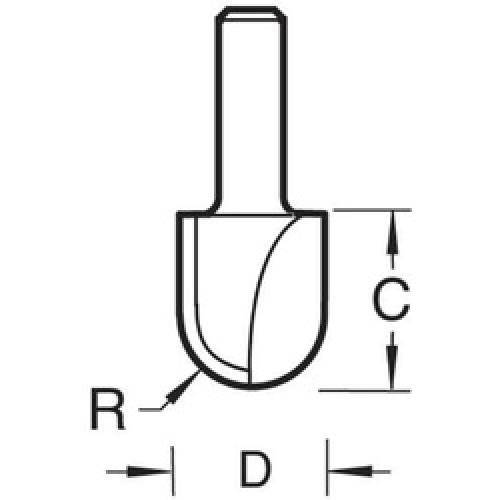 ROUTER BIT RADIUS 6X15MM 1/4 SHANK TCT 12/3 TREND