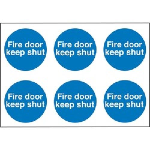 SIGN - FIRE DOOR KEEP SHUT - 100 X 100MM SELF ADHESIVE