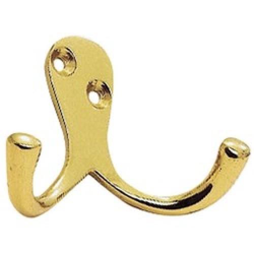 ROBE HOOK DOUBLE BRASS AA27PB