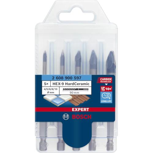 TILE DRILL BIT 5 PC SET HEX-9 4-10MM HARD CERAMIC BOSCH