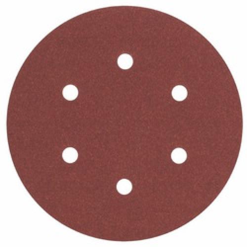 SANDING DISC 150MM 40 GRIT VELCRO 6 HOLE PACK 5 BOSCH