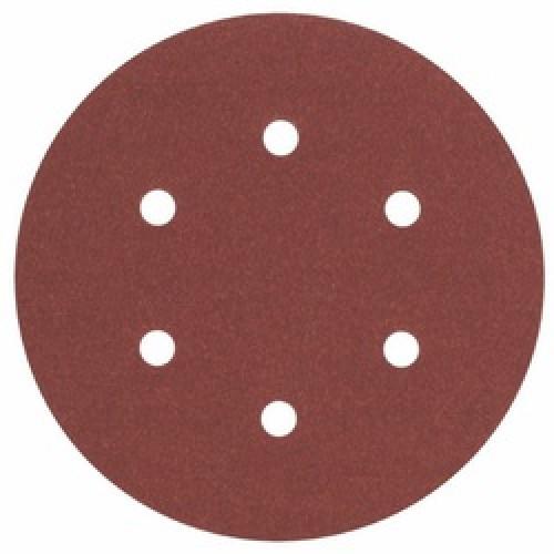 SANDING DISC 150MM 60 GRIT VELCRO 6 HOLE PACK 5 BOSCH