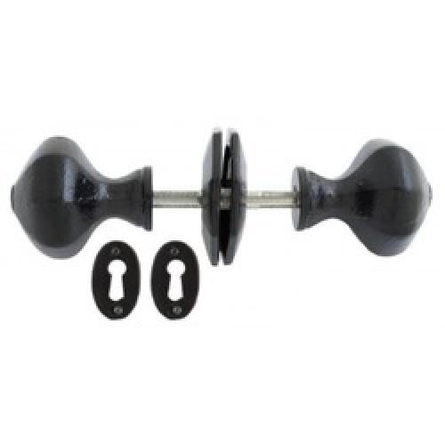 DOOR KNOB SET OCTAGONAL MORTICE/RIM BLACK 33250 ANVIL