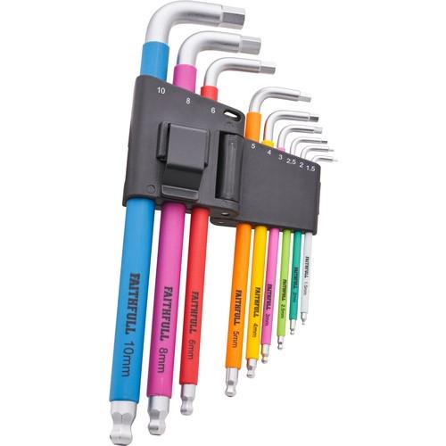 HEX KEY SET 9 PIECE COLOUR CODED FAITHFULL