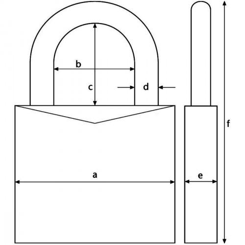 PADLOCK CLOSED SHACKLE BRASS 65CS/50 KEYED TO 6504 ABUS