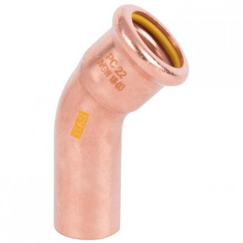 M-PRESS *AQUAGAS* COPPER 22MM 45D OBTUSE STEM ELBOW