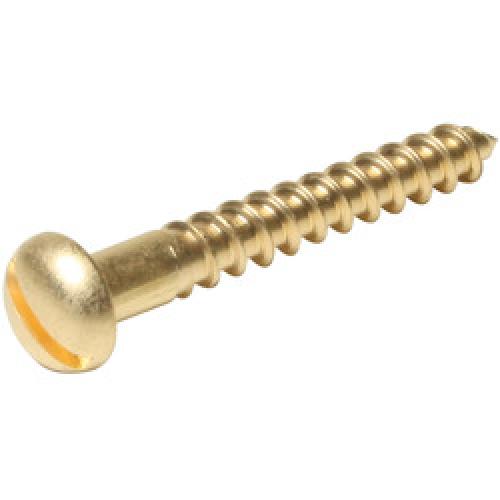 ROUND HEAD WOODSCREW SLOTTED BRASS 4 X 1/2 - Twiggs