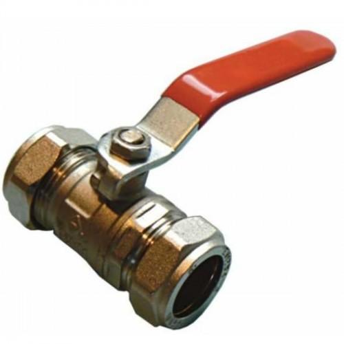 LEVER BALL VALVE FOR WATER ONLY 22MM RED COMP. ECONOMY
