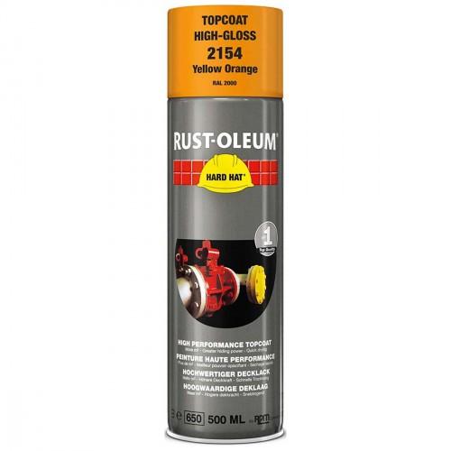 SPRAY PAINT TOPCOAT HARD HAT YELLOW ORANGE 2154 RUSTOLEUM