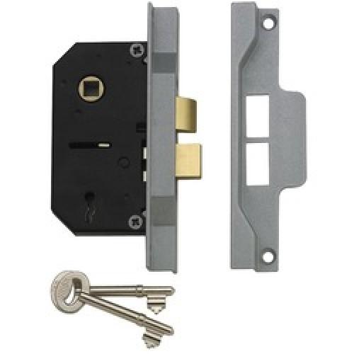 MORTICE LOCK 2 LEVER REBATED SILVER 2.1/2" 2242-SE UNION