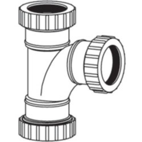 COMPRESSION WASTE EQUAL TEE 40MM WHITE V1M MCALPINE