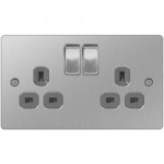 SWITCHED SOCKET 2 GANG 13 AMP STAINLESS STEEL SBS22G