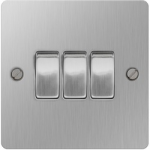 PLATE SWITCH 3 GANG 2 WAY 10A STAINLESS STEEL SBS43