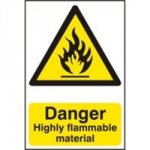 SIGN DANGER HIGHLY FLAMMABLE MATERIAL 200 X 300MM