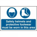 SIGN SAFETY HELMETS AND PROTECTIVE SIGN 600 X 400MM