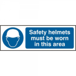 SIGN SAFETY HELMETS MUST BE WORN IN THIS 450 X 200MM LL698